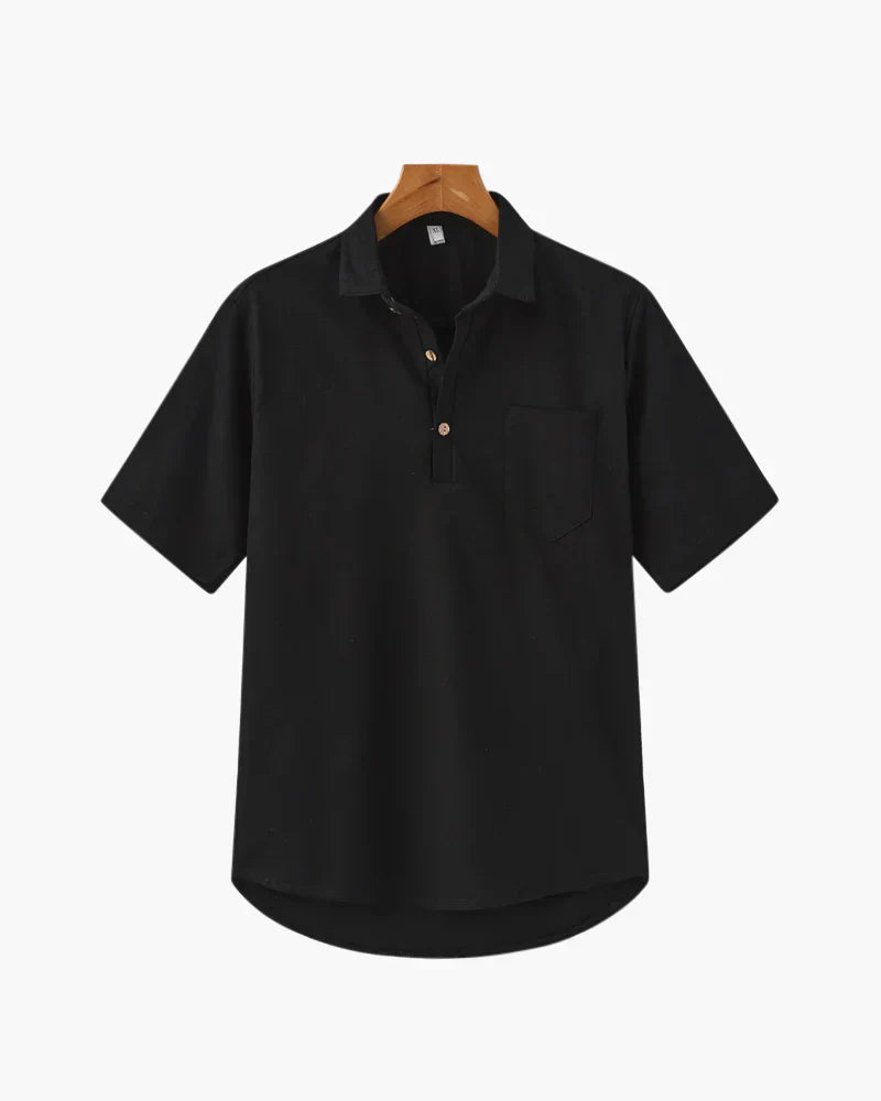 Camiseta Polo de Lino – Negro