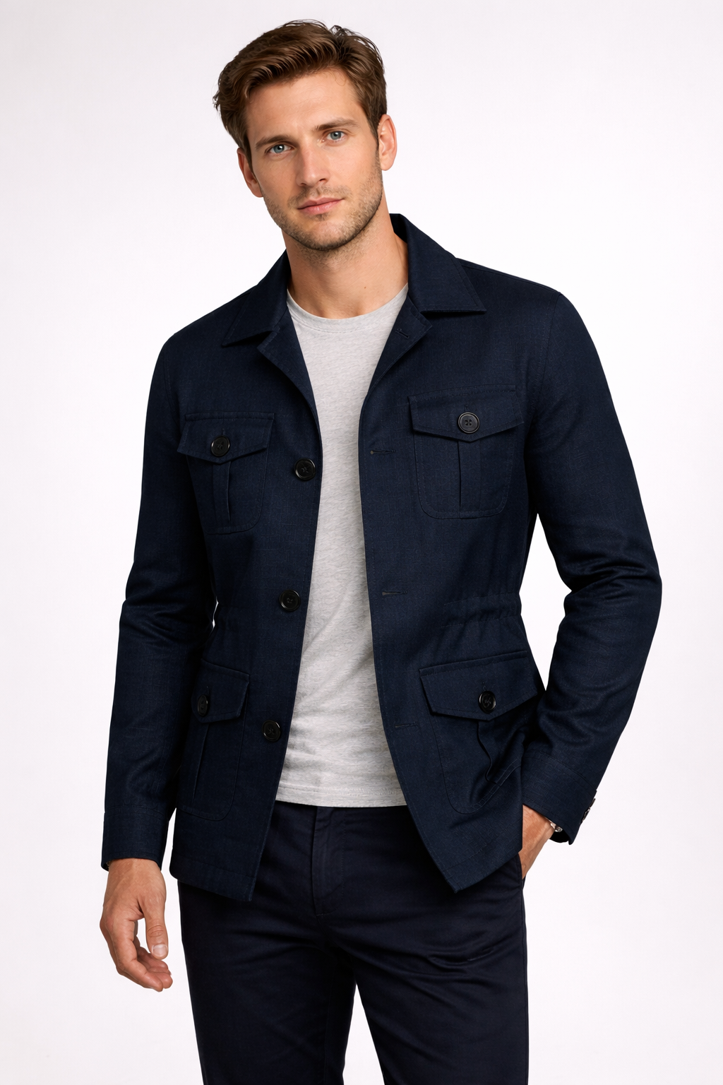 Chaqueta de Campo de Lino Elias – Azul Oscuro