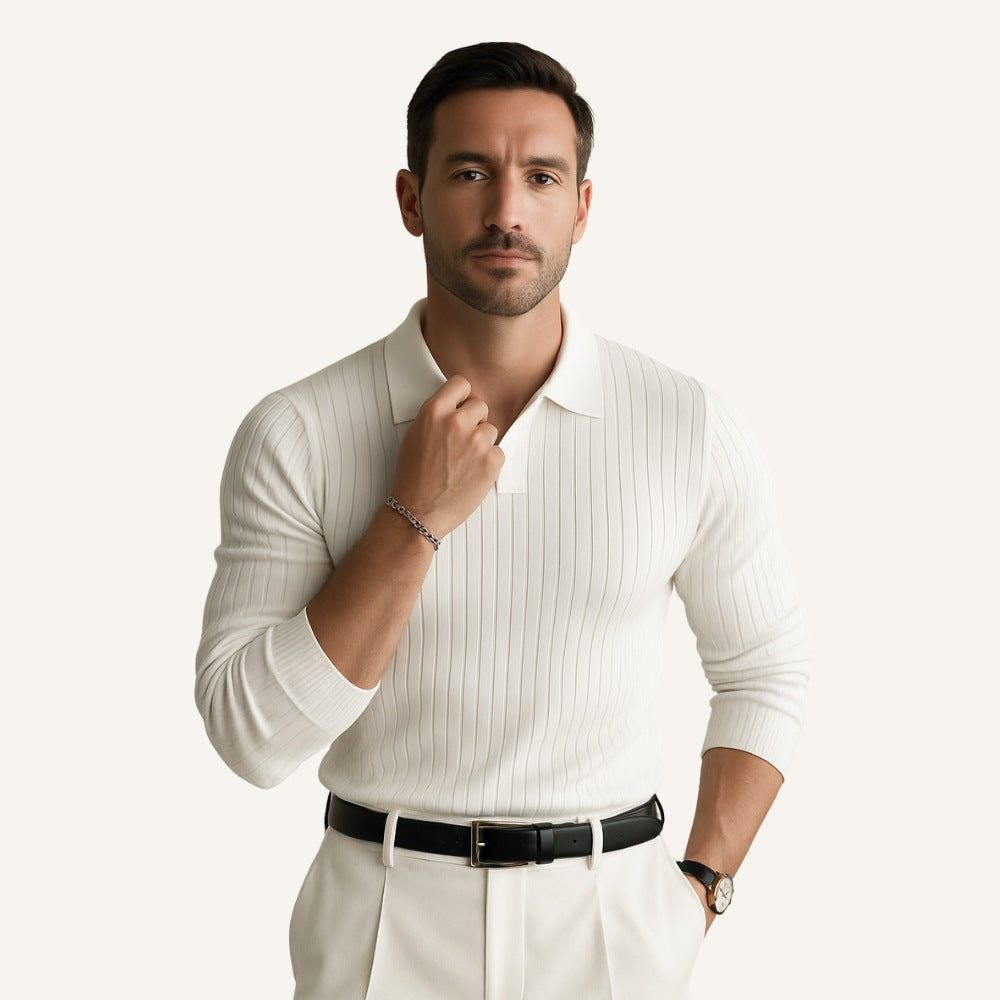 Long-Sleeve Ribbed Polo - Nazionale