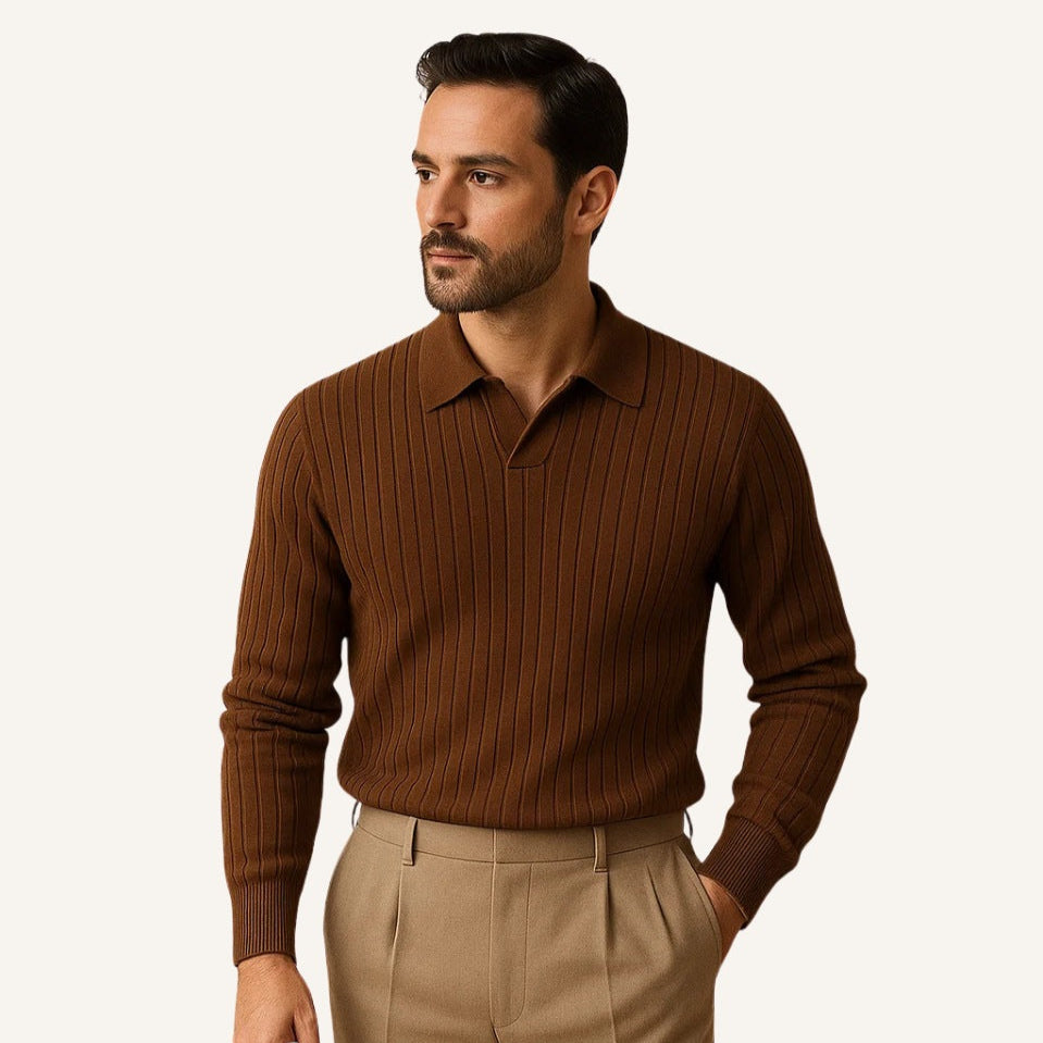 Long-Sleeve Ribbed Polo - Nazionale
