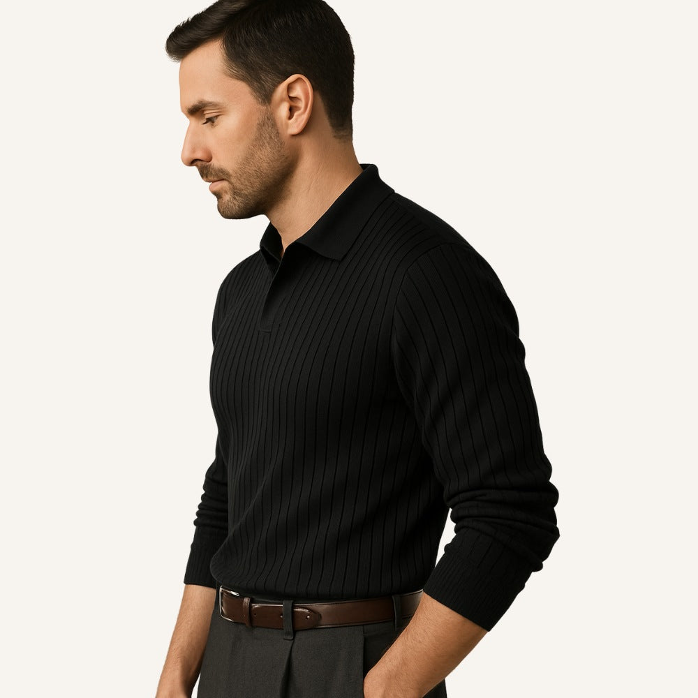 Long-Sleeve Ribbed Polo - Nazionale