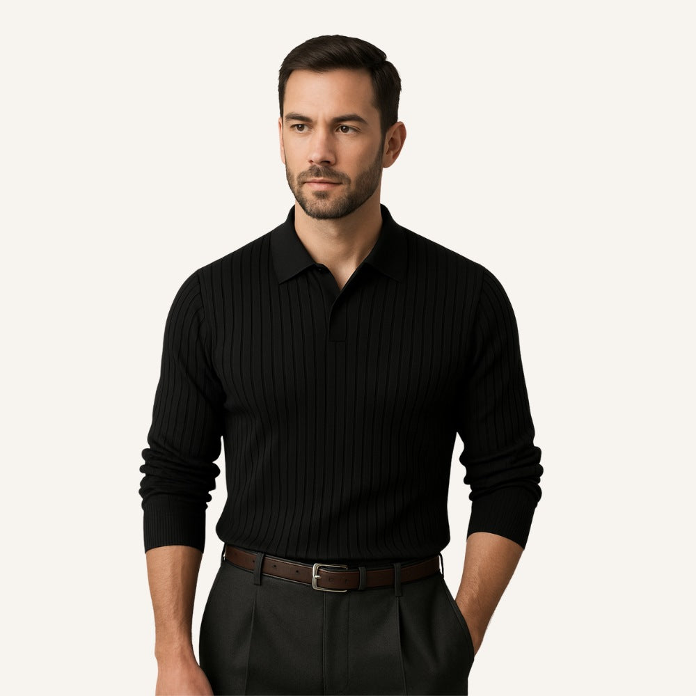 Long-Sleeve Ribbed Polo - Nazionale