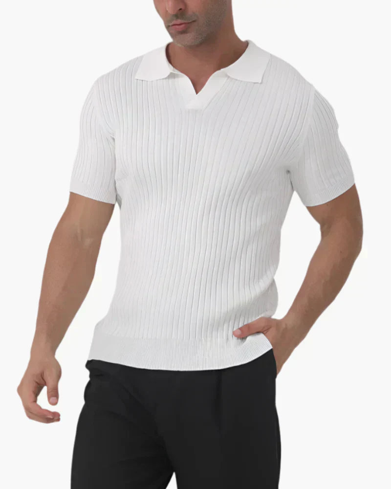 Camiseta Polo Acanalada – Blanco