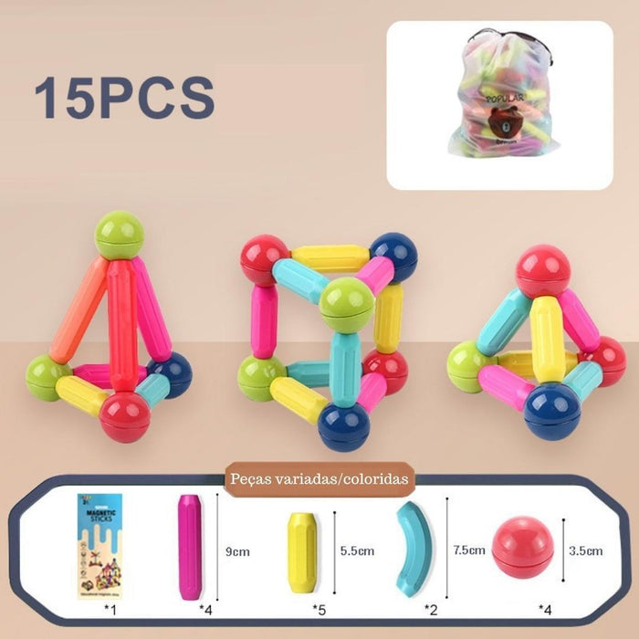 Blocos de Construção Magnéticos Interativo Infantil - Constru Zippy
