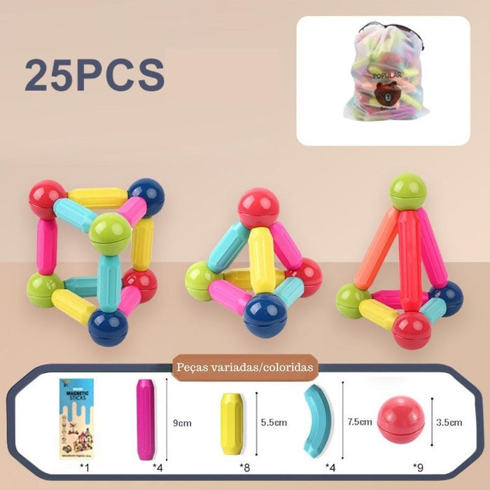 Blocos de Construção Magnéticos Interativo Infantil - Constru Zippy