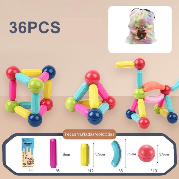 Blocos de Construção Magnéticos Interativo Infantil - Constru Zippy