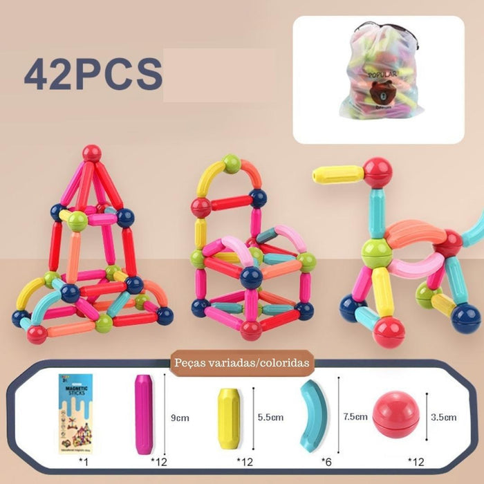 Blocos de Construção Magnéticos Interativo Infantil - Constru Zippy