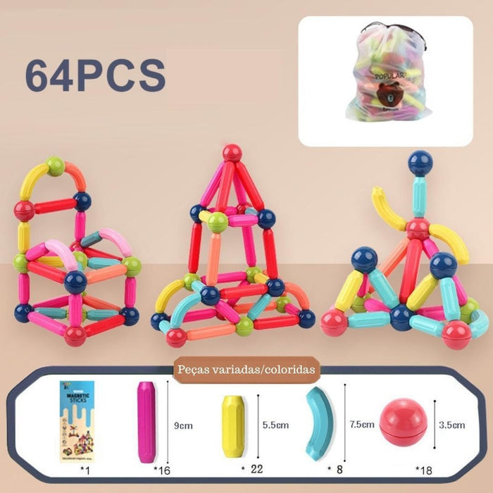 Blocos de Construção Magnéticos Interativo Infantil - Constru Zippy