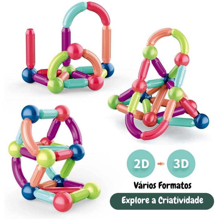 Blocos de Construção Magnéticos Interativo Infantil - Constru Zippy