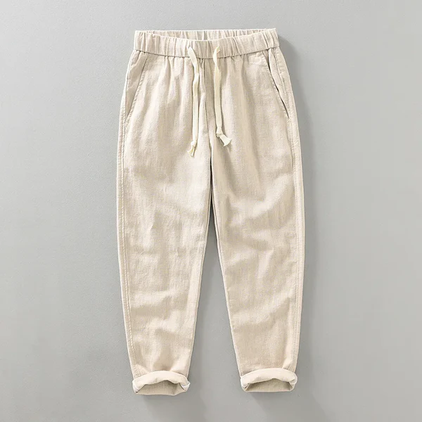 Pantalones de Lino con Cordón Breeze – Kaki