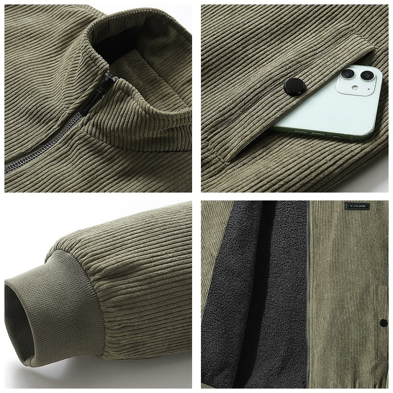 Chaqueta de Pana con Forro Térmico Interior - Verde