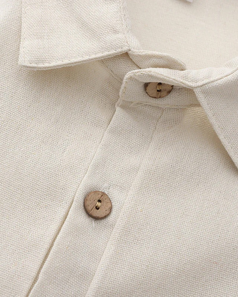 Camiseta Polo de Lino – Beige