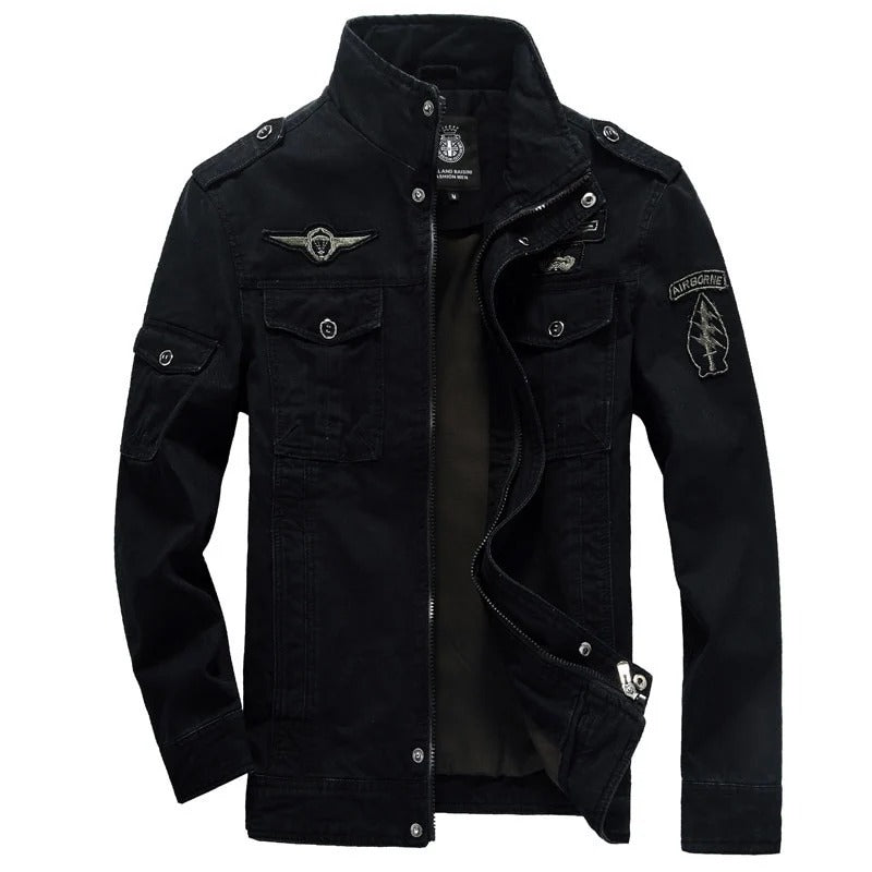 Chaqueta de Algodón con Diseño Militar - Kaki
