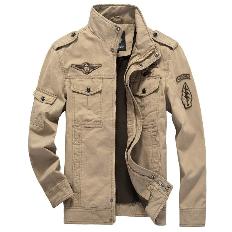 Chaqueta de Algodón con Diseño Militar - Kaki