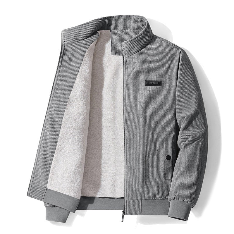 Chaqueta de Pana con Forro Térmico Interior - Gris