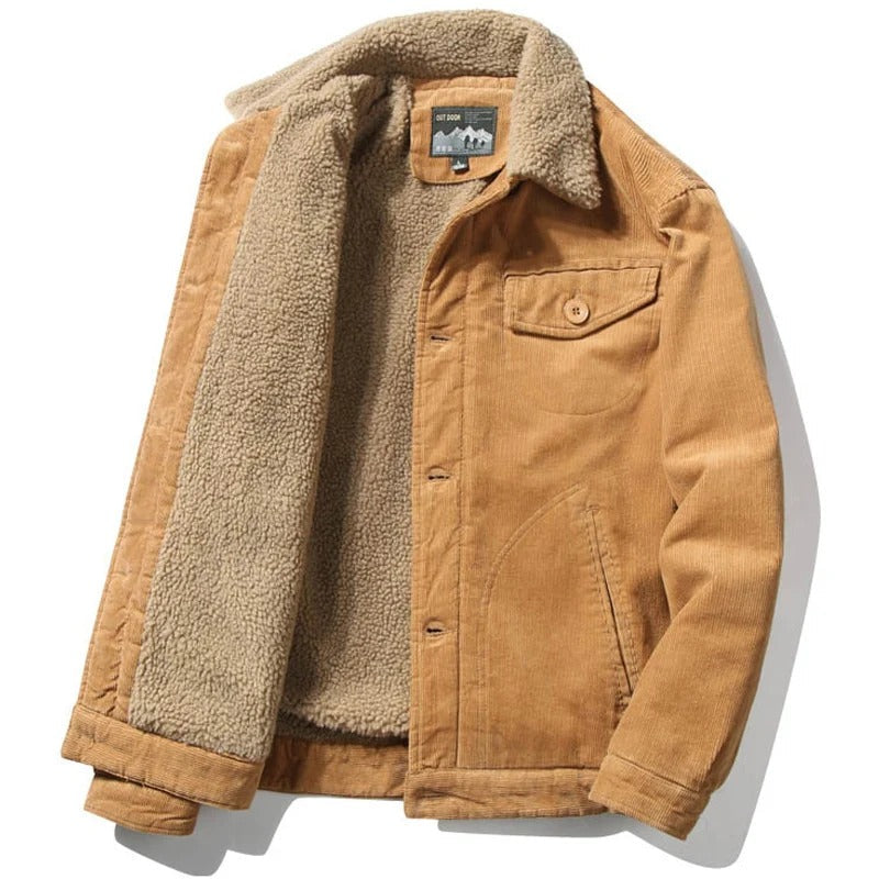 Chaqueta de Pana con Forro Térmico Interior - Beige Claro