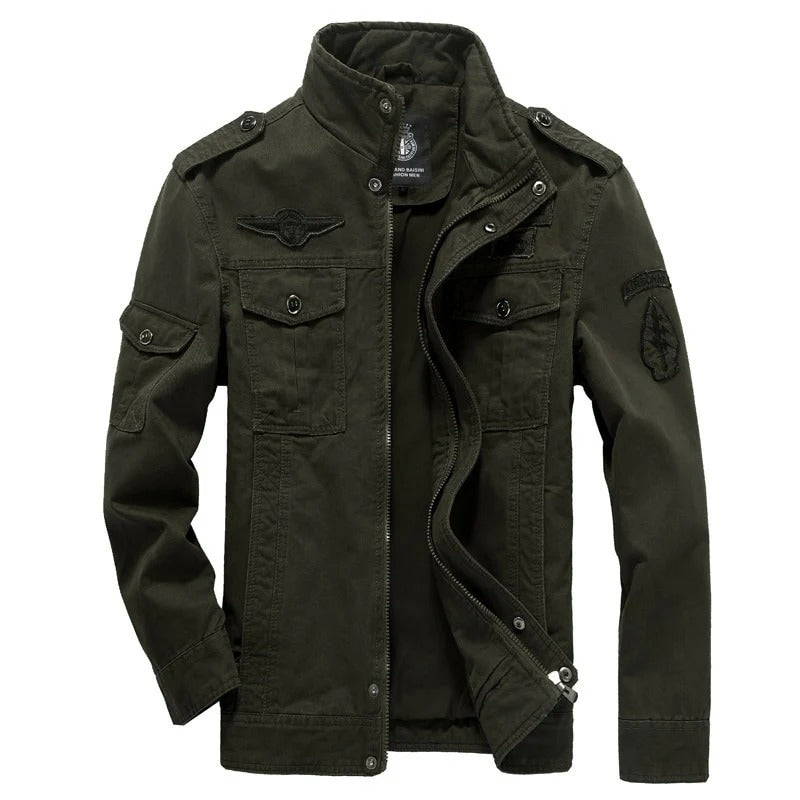 Chaqueta de Algodón con Diseño Militar - Kaki