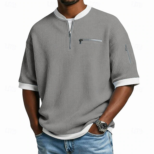 Camiseta Waffle Zip Urban Edge - Gris